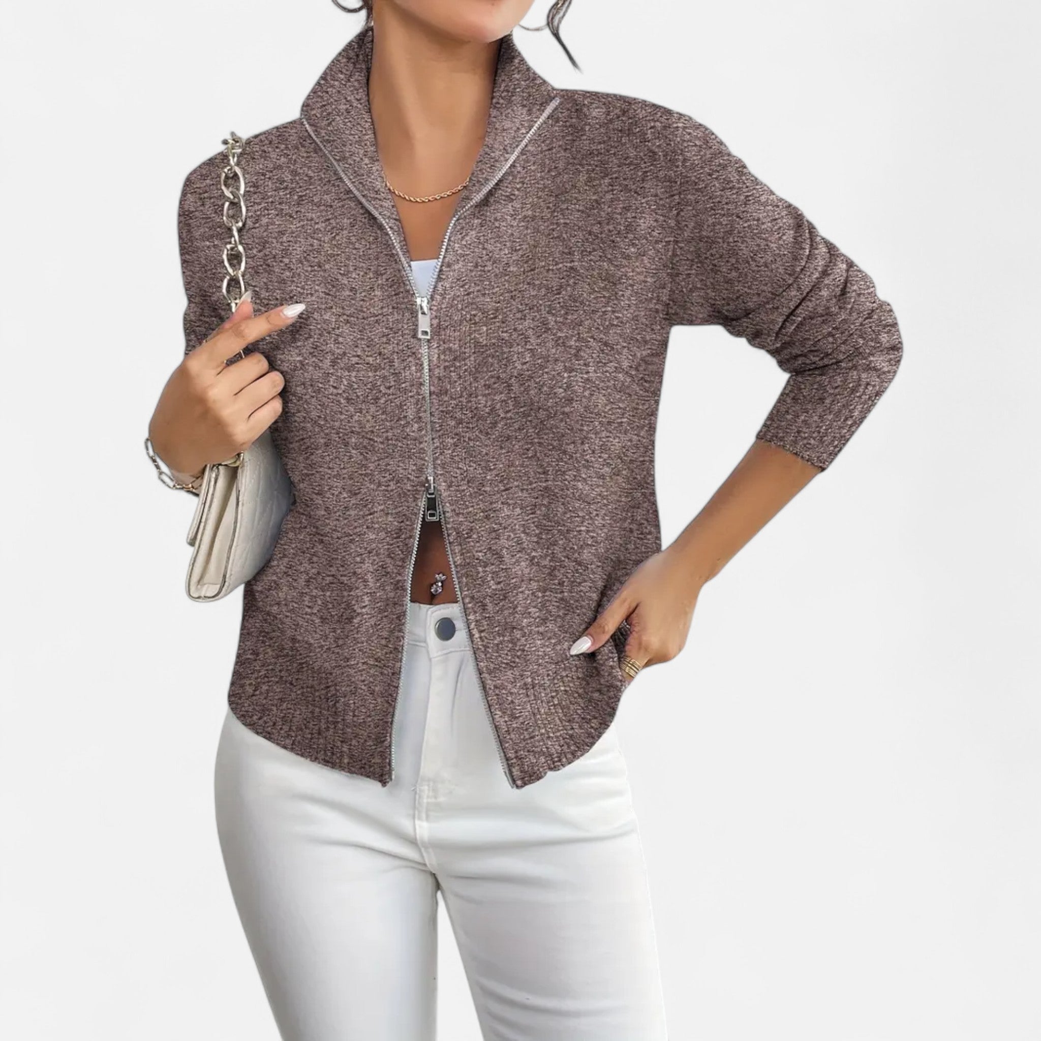 Solenne | Women’s Dual-Zip Colour-Block Sweater