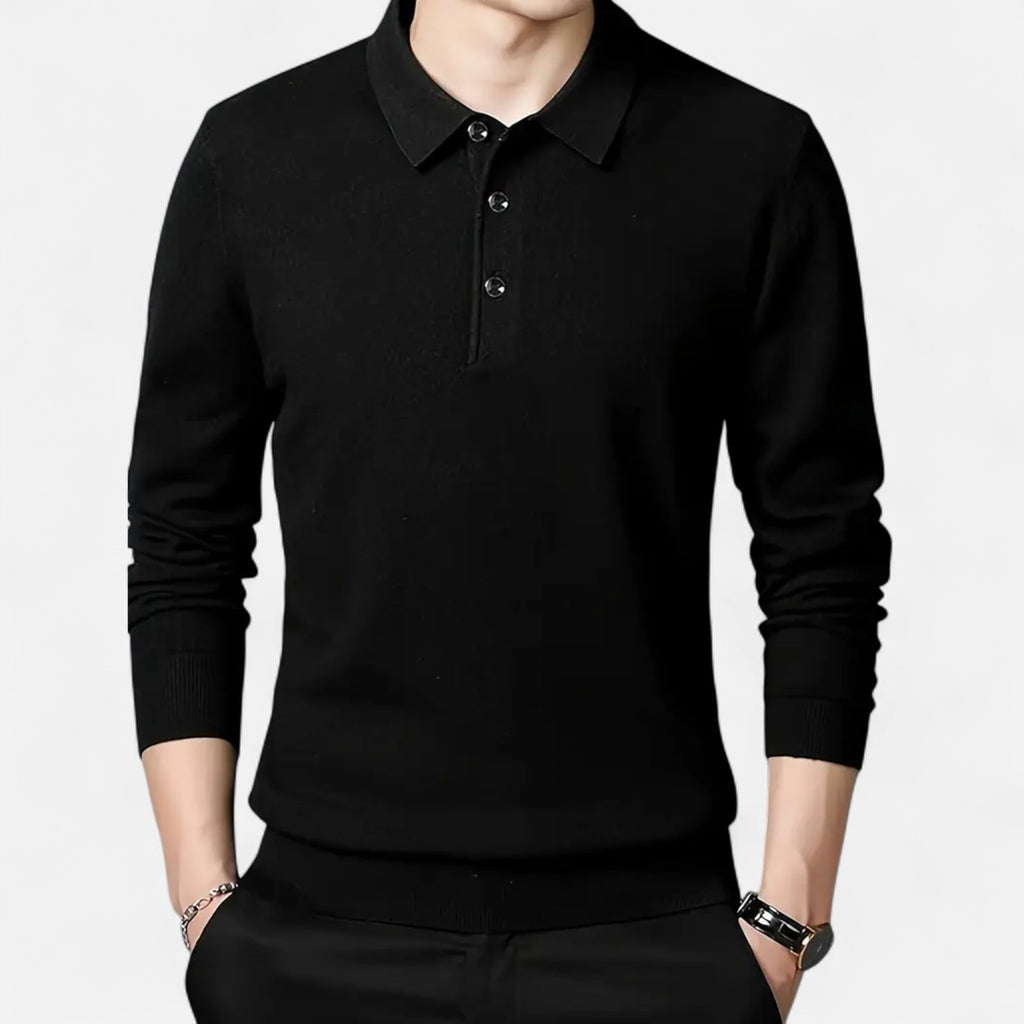 Solenne | Men’s Slim-Fit Knit Button-Collar Sweater