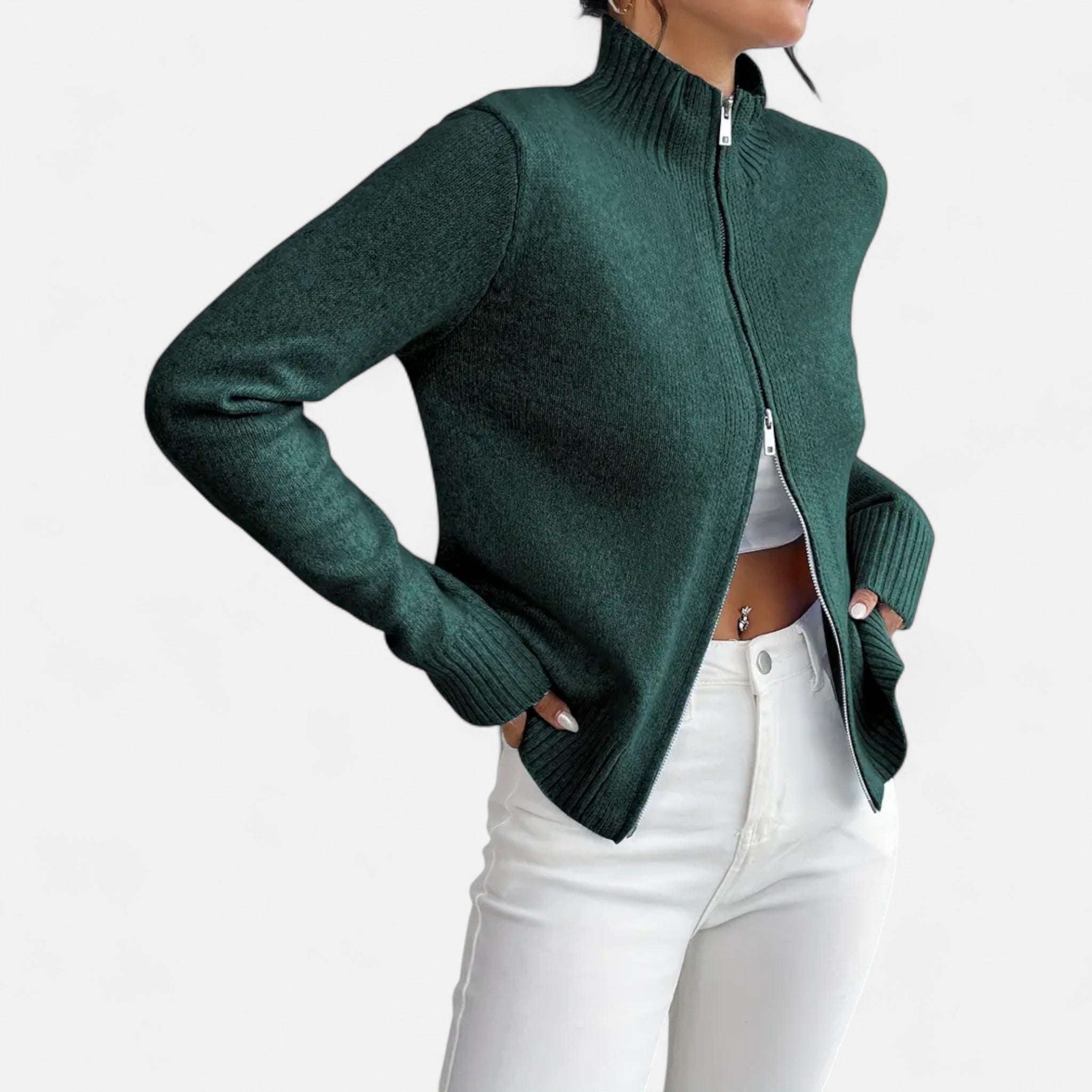 Solenne | Women’s Dual-Zip Colour-Block Sweater
