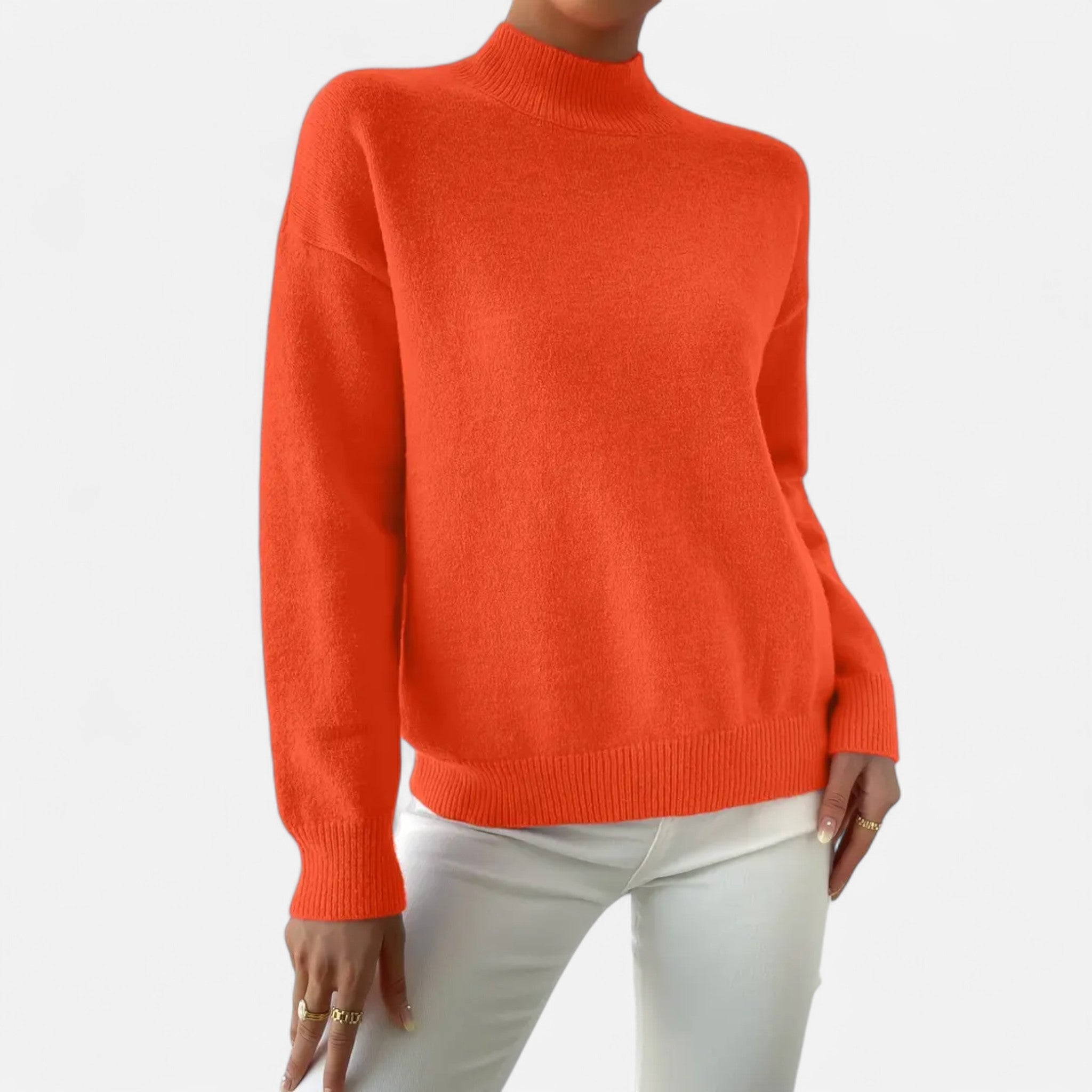 Solenne | Women’s Elegant Mock-Neck Pullover Sweater