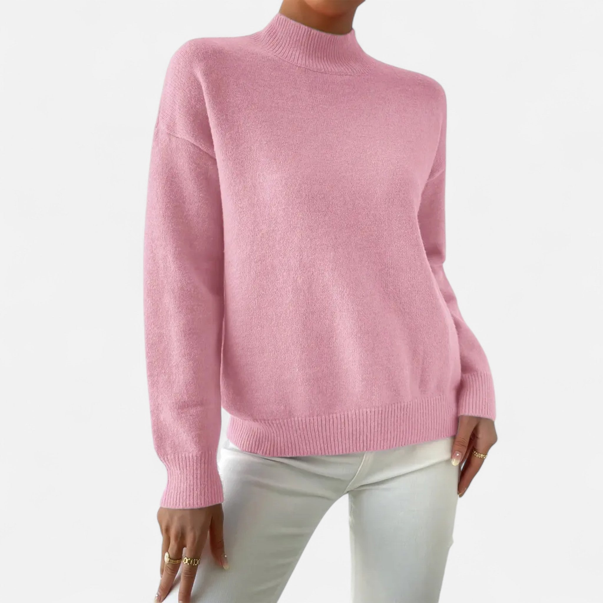 Solenne | Women’s Elegant Mock-Neck Pullover Sweater