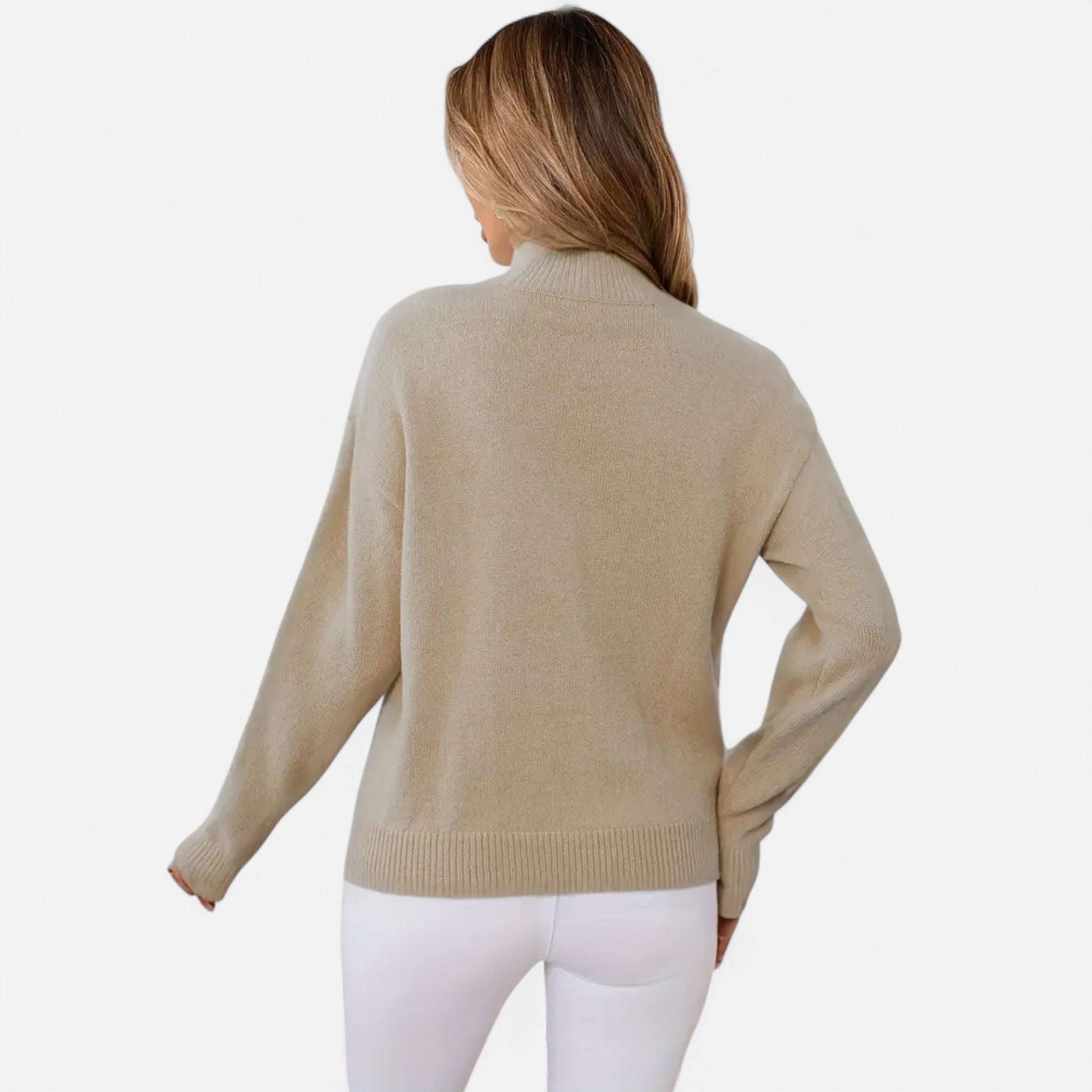 Solenne | Women’s Elegant Mock-Neck Pullover Sweater