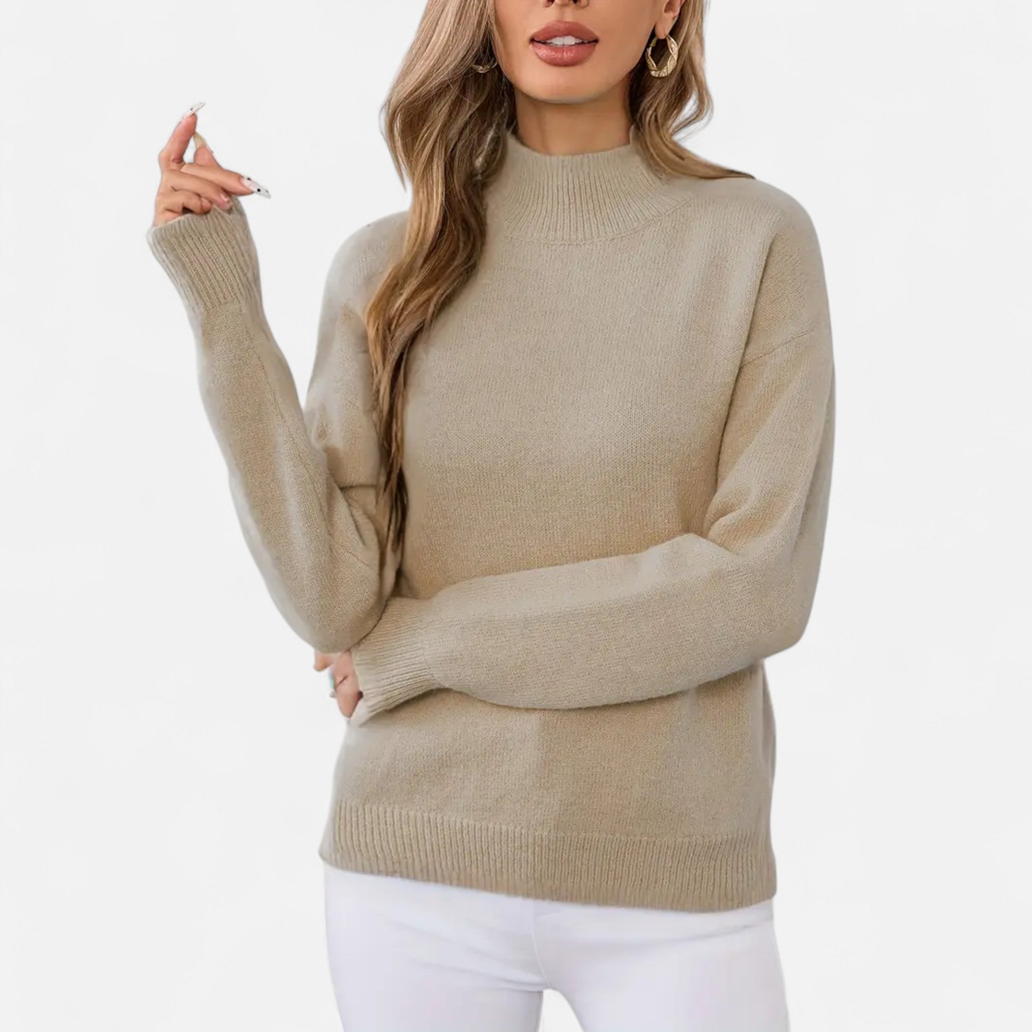 Solenne | Women’s Elegant Mock-Neck Pullover Sweater
