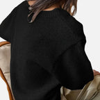 Solenne | Women’s V-Neck Rib-Knit Short-Sleeve Sweater