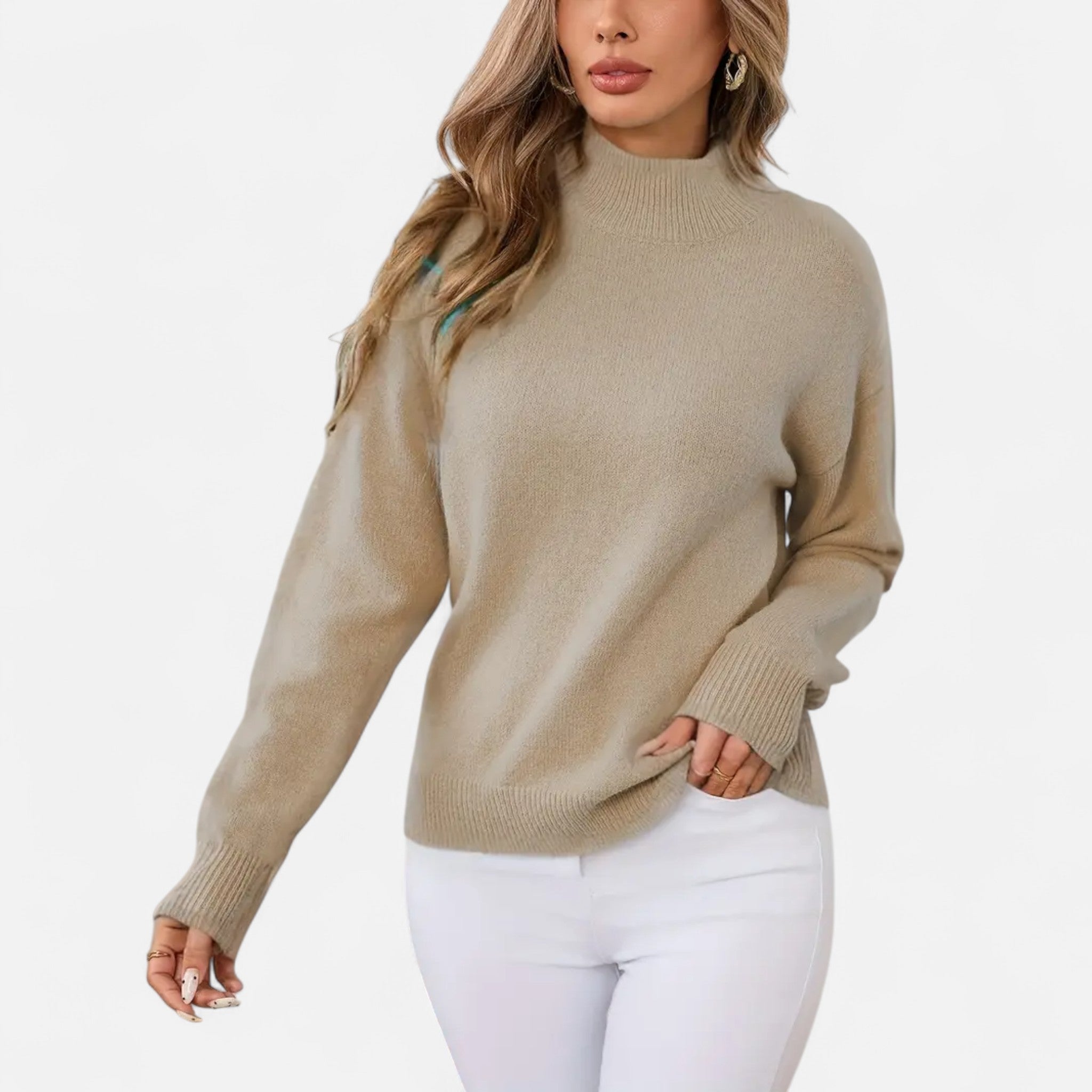 Solenne | Women’s Elegant Mock-Neck Pullover Sweater
