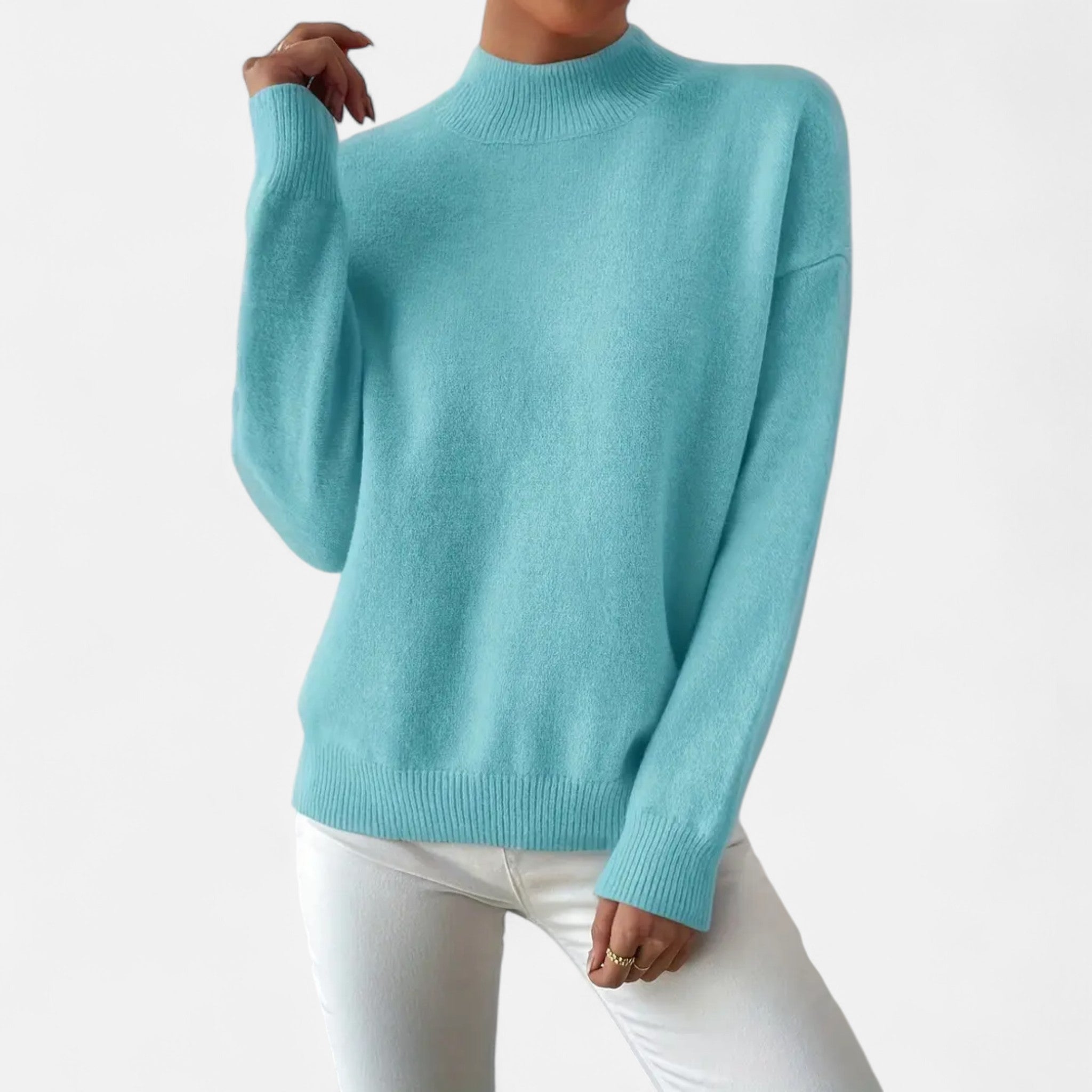 Solenne | Women’s Elegant Mock-Neck Pullover Sweater