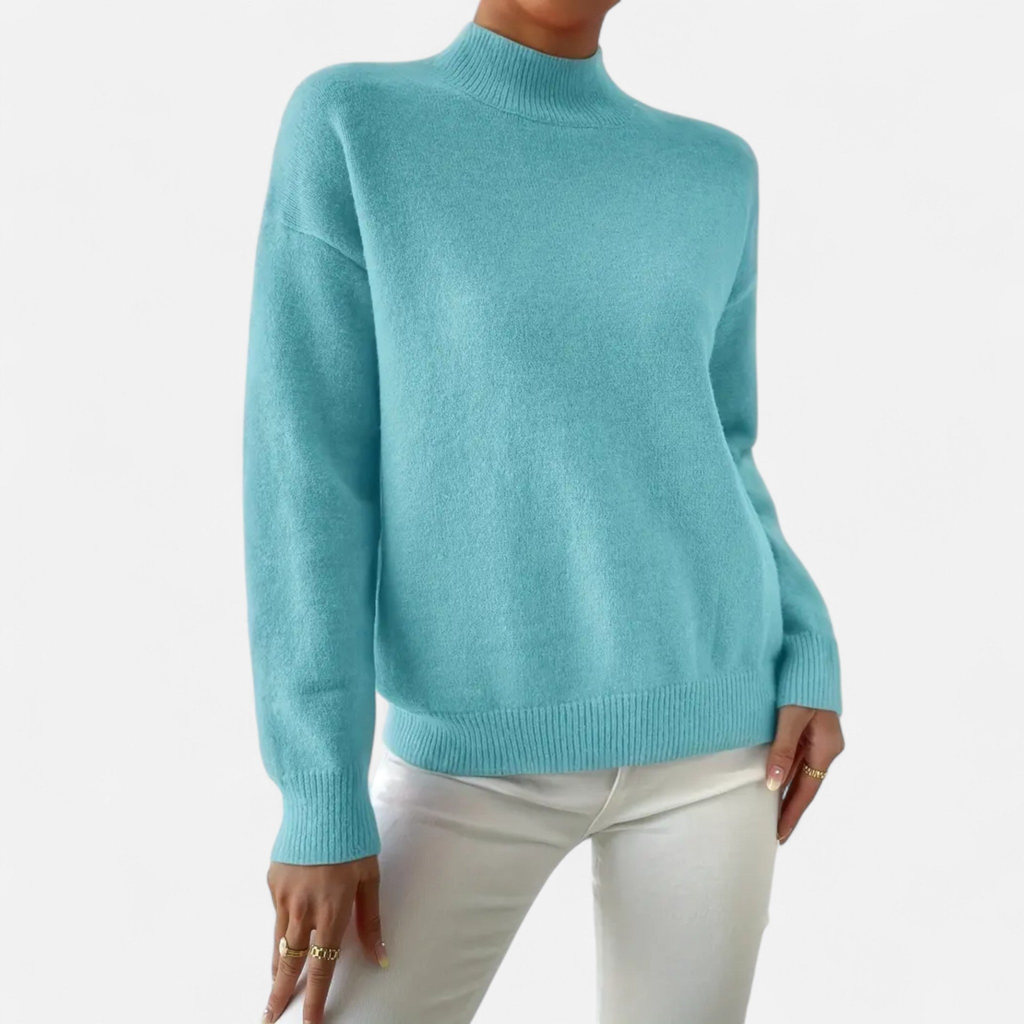 Solenne | Women’s Elegant Mock-Neck Pullover Sweater