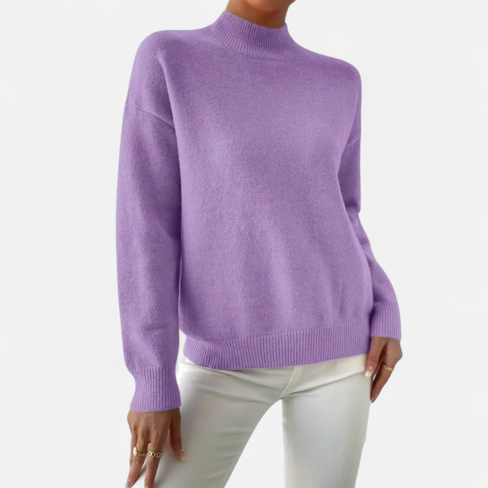 Solenne | Women’s Elegant Mock-Neck Pullover Sweater