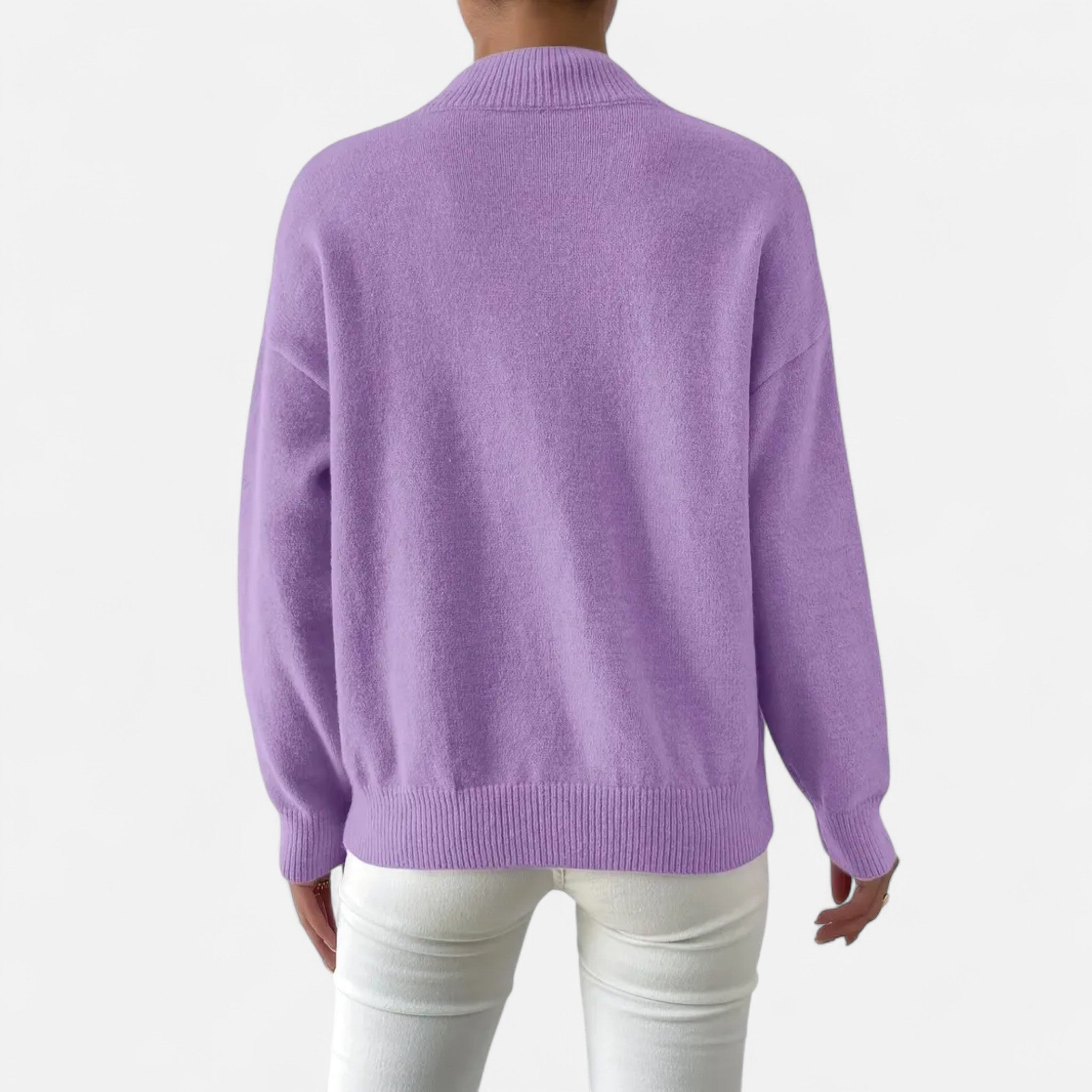 Solenne | Women’s Elegant Mock-Neck Pullover Sweater