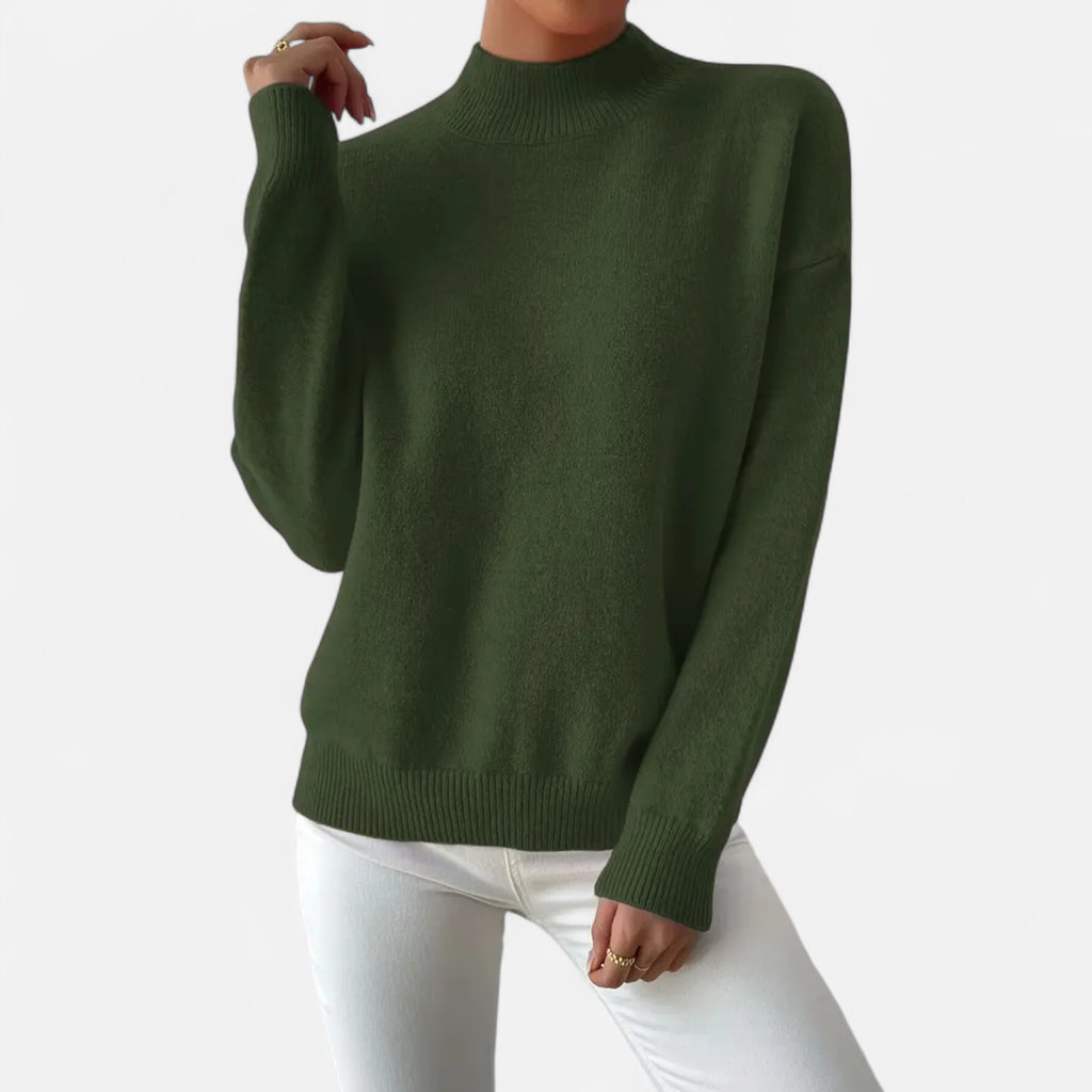 Solenne | Women’s Elegant Mock-Neck Pullover Sweater