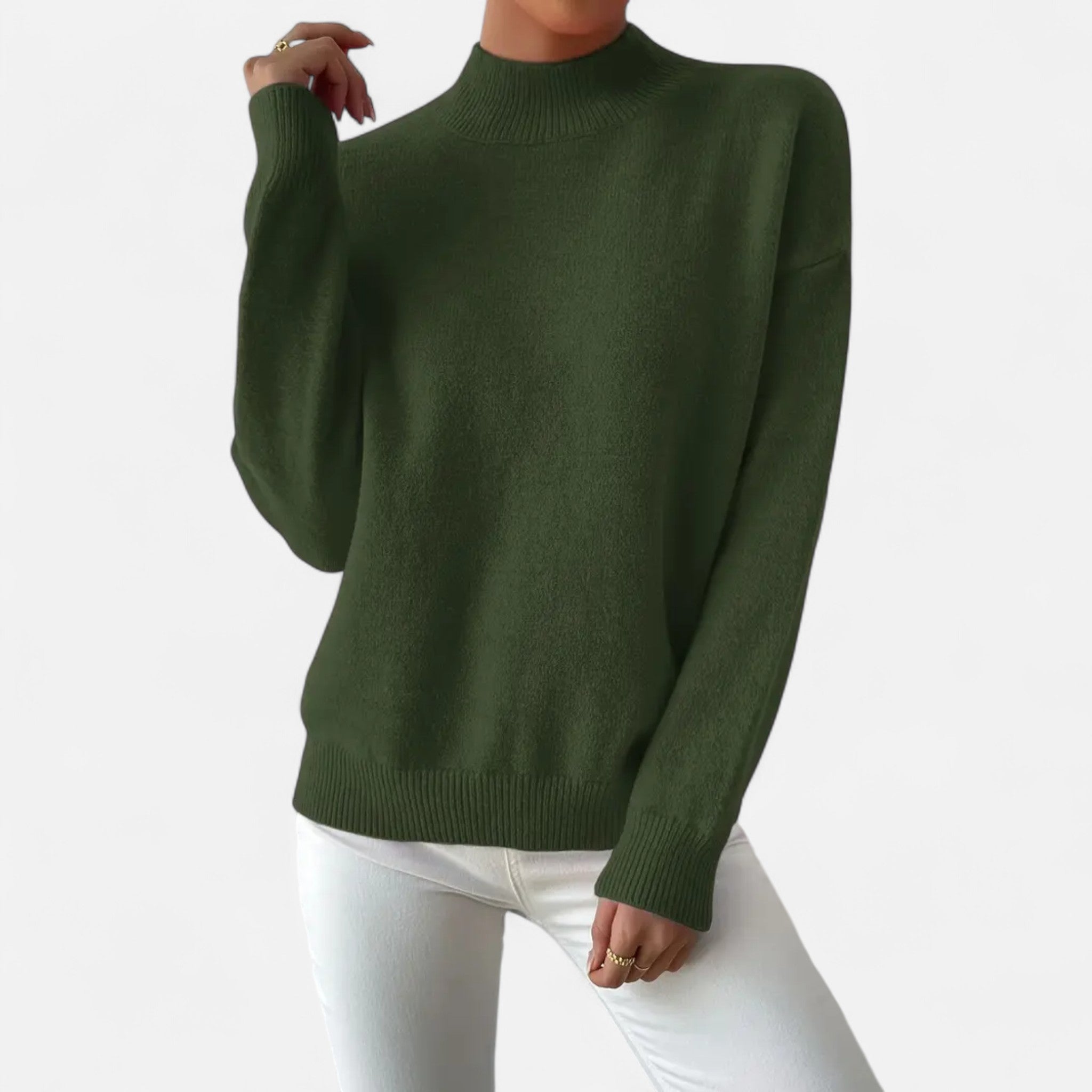 Solenne | Women’s Elegant Mock-Neck Pullover Sweater