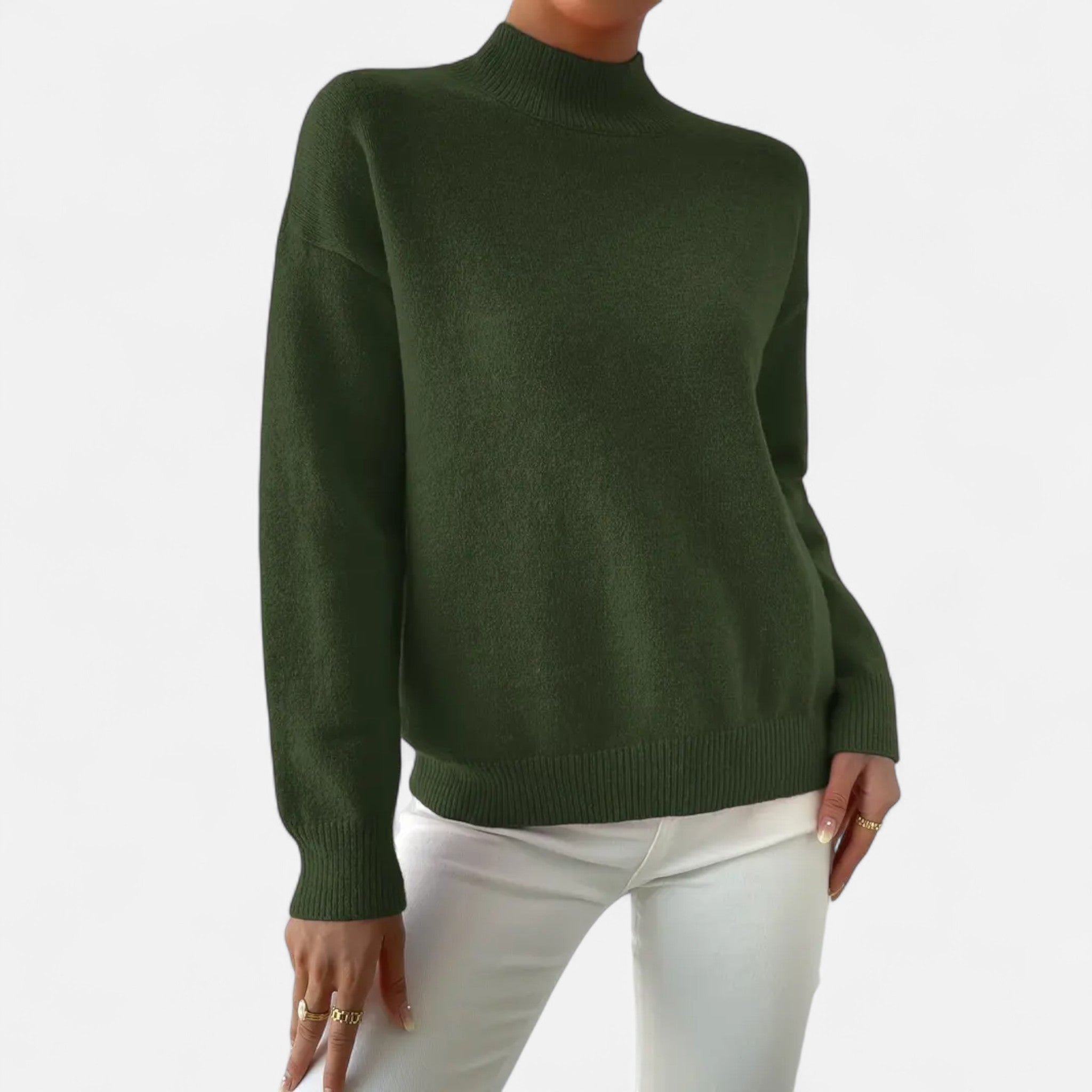 Solenne | Women’s Elegant Mock-Neck Pullover Sweater