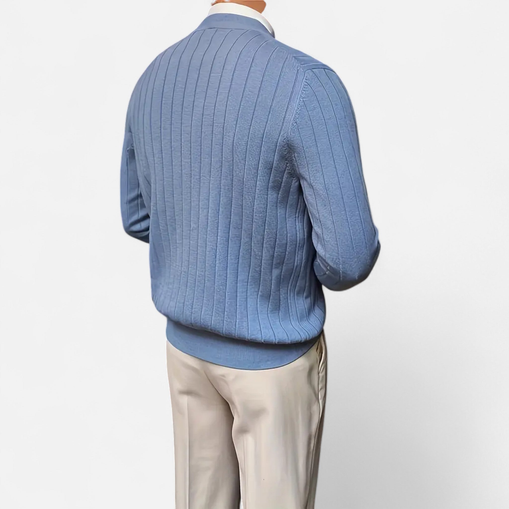 Solenne | Men’s Wool V-Neck Button-Front Cardigan