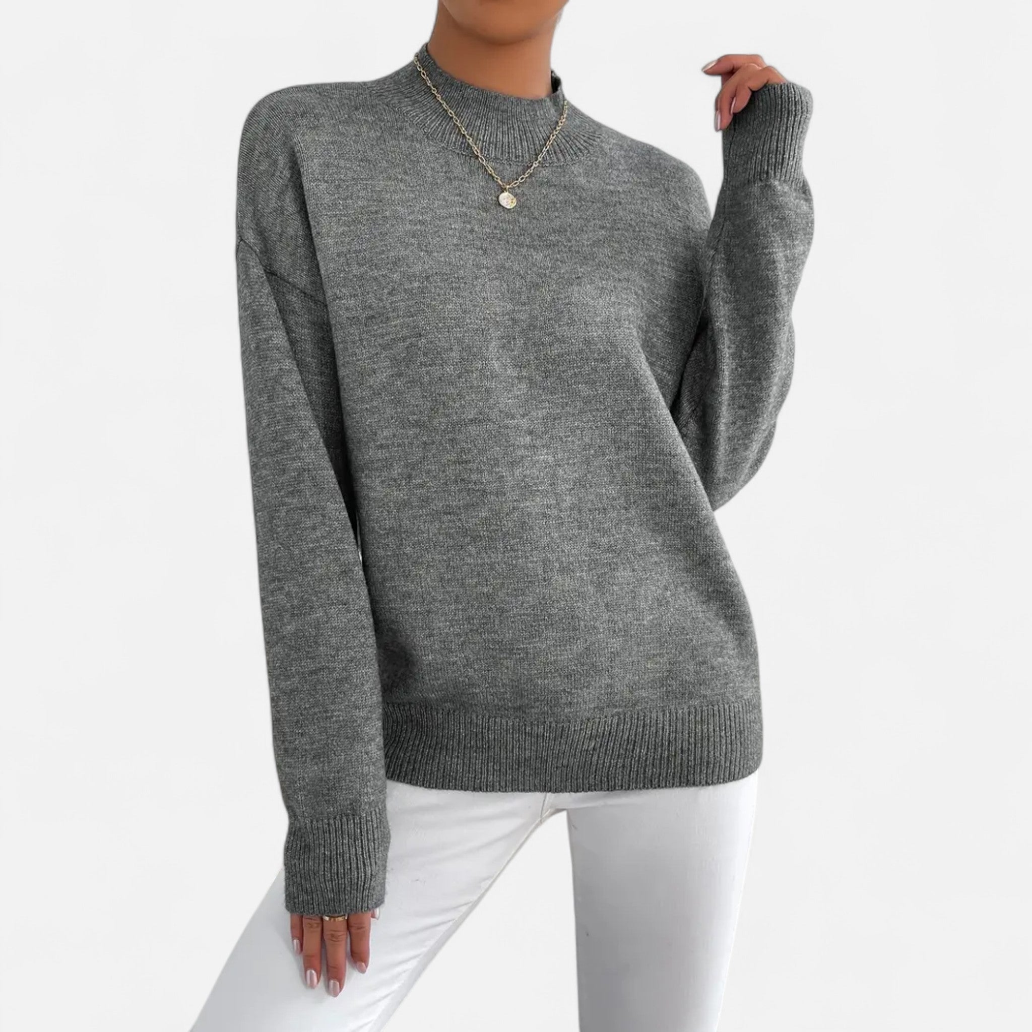 Solenne | Women’s Elegant Mock-Neck Pullover Sweater