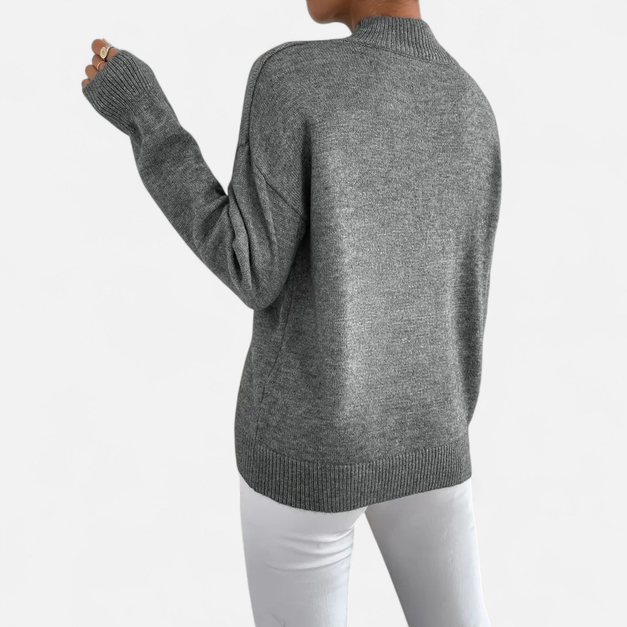 Solenne | Women’s Elegant Mock-Neck Pullover Sweater