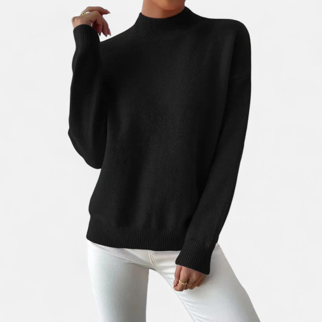 Solenne | Women’s Elegant Mock-Neck Pullover Sweater