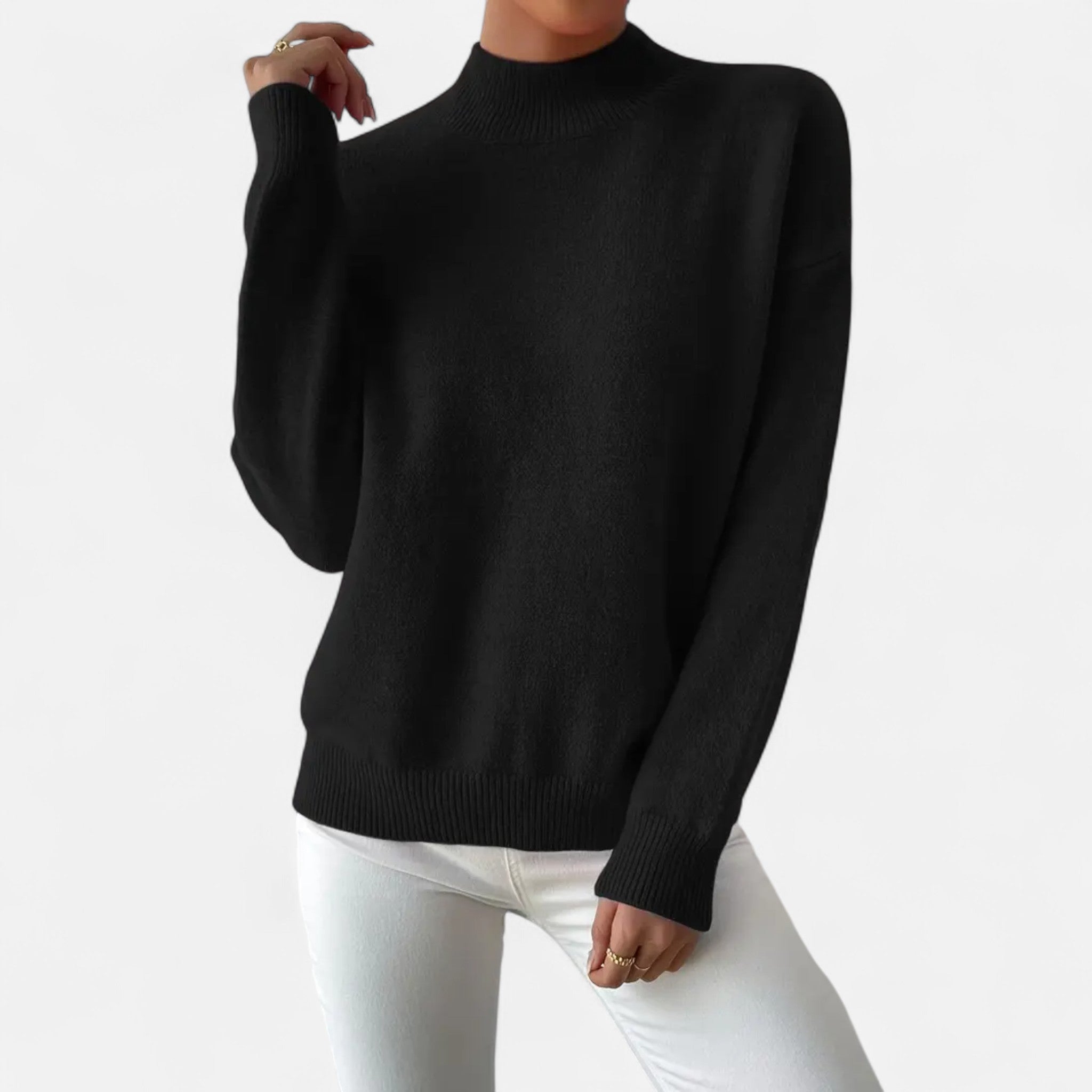 Solenne | Women’s Elegant Mock-Neck Pullover Sweater