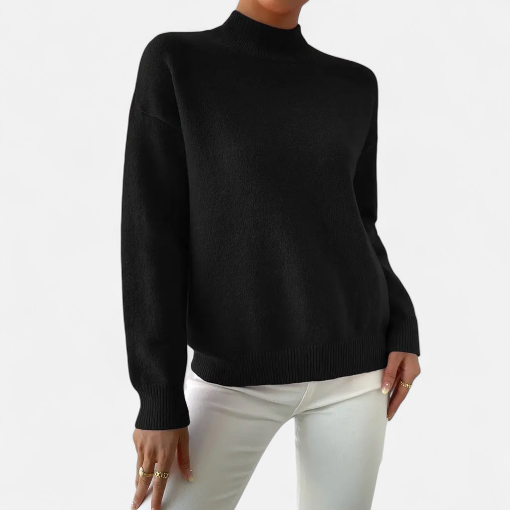 Solenne | Women’s Elegant Mock-Neck Pullover Sweater