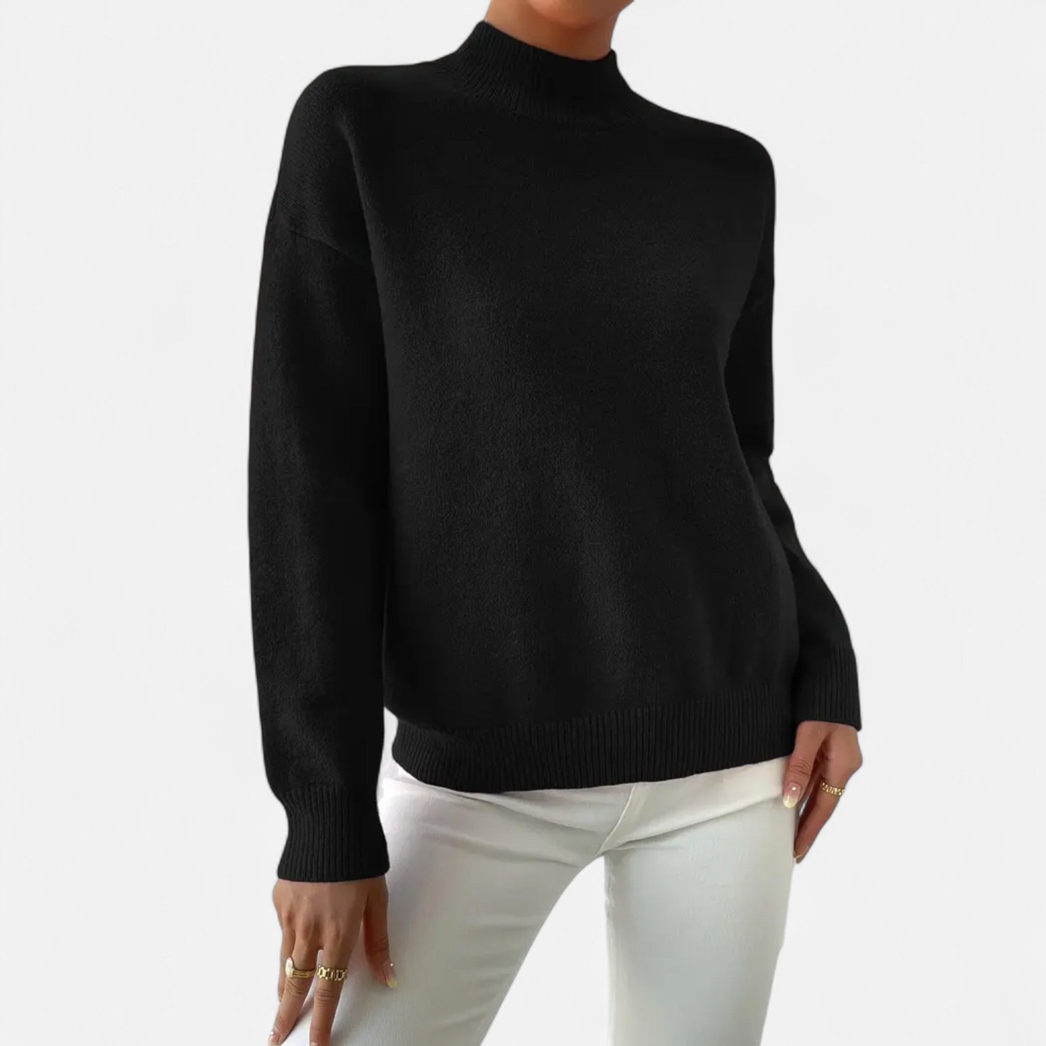 Solenne | Women’s Elegant Mock-Neck Pullover Sweater