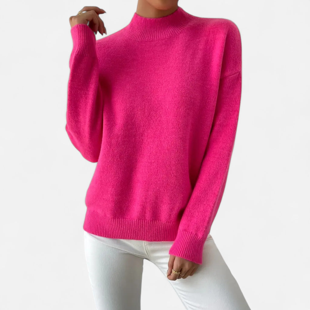 Solenne | Women’s Elegant Mock-Neck Pullover Sweater