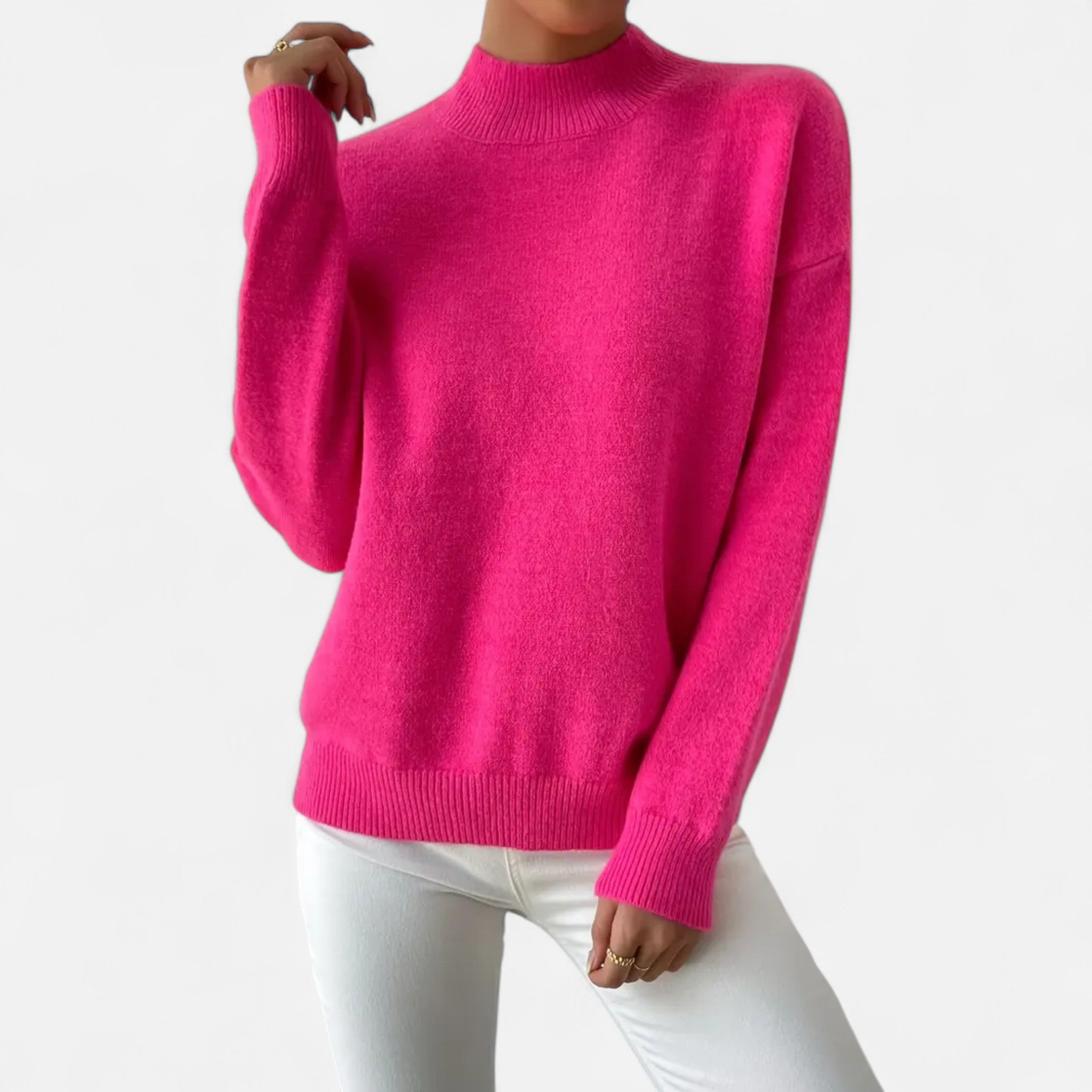 Solenne | Women’s Elegant Mock-Neck Pullover Sweater