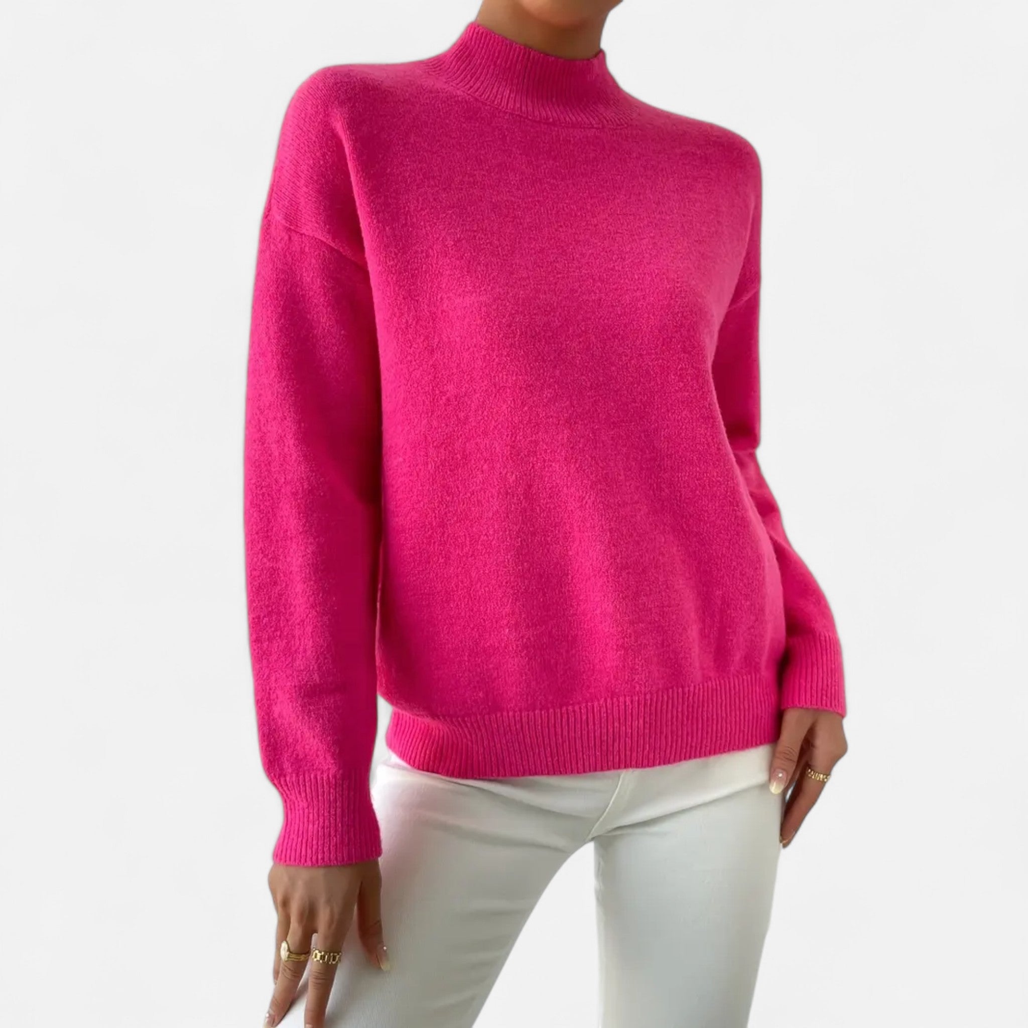 Solenne | Women’s Elegant Mock-Neck Pullover Sweater