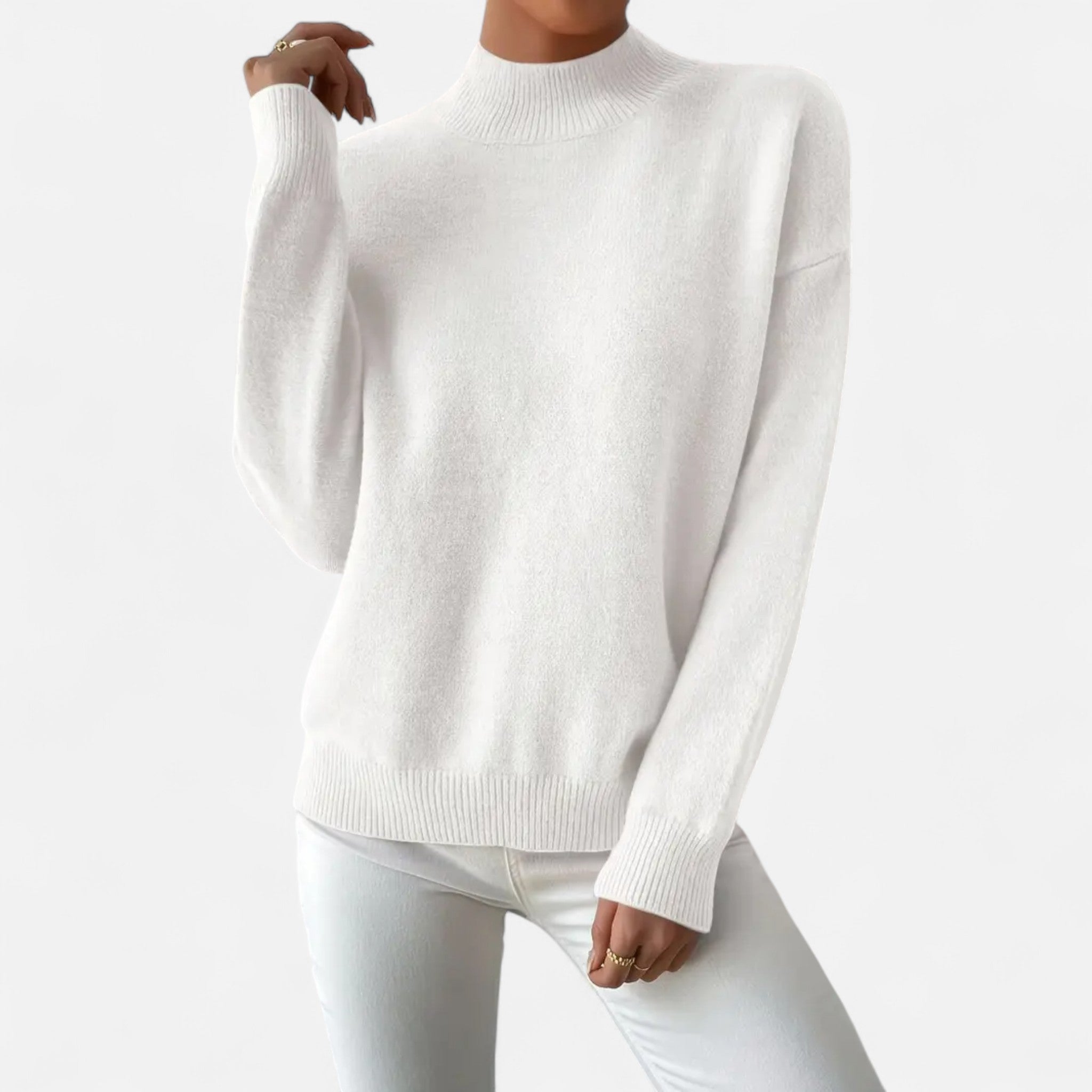Solenne | Women’s Elegant Mock-Neck Pullover Sweater