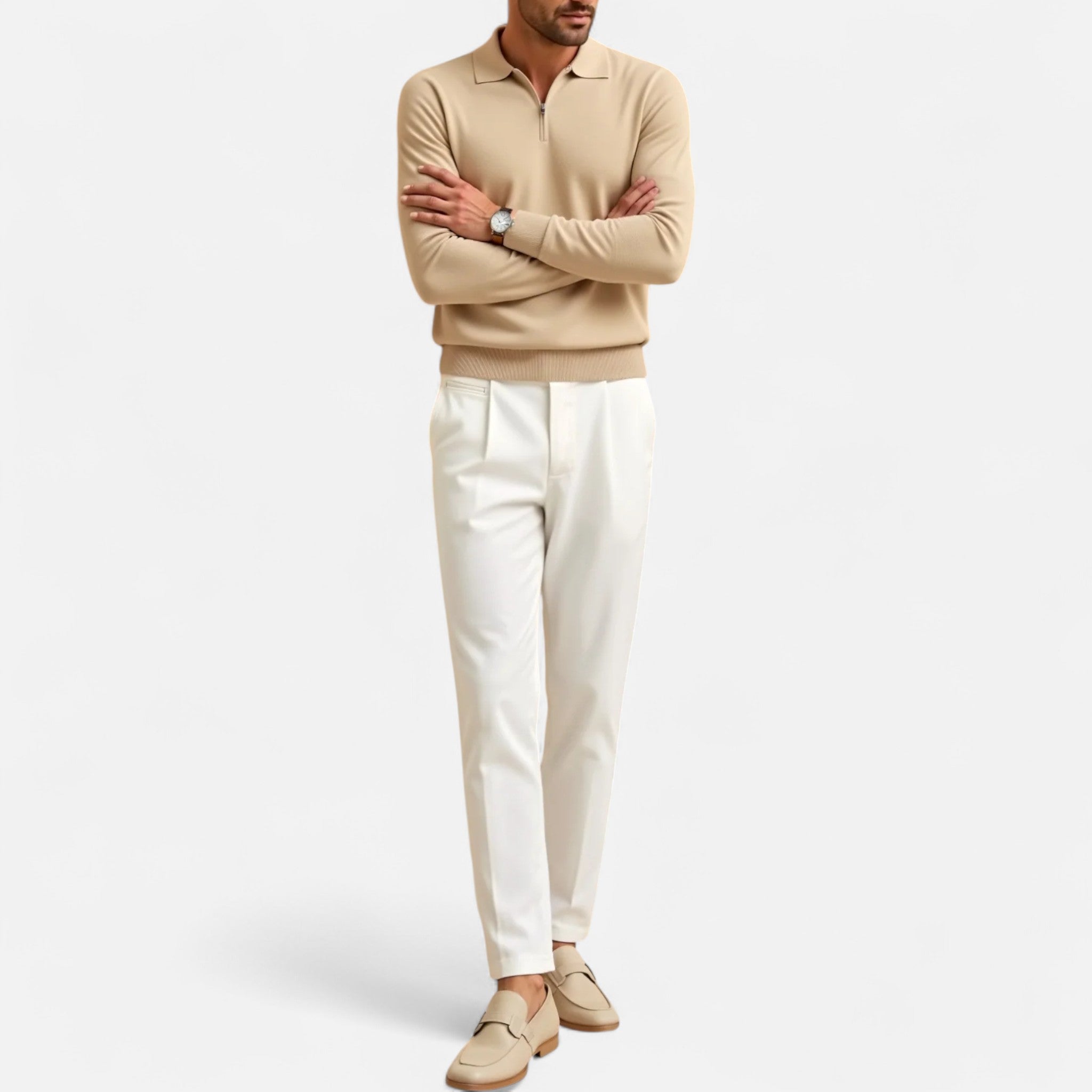Solenne | Men’s Long-Sleeve Zip-Neck Polo