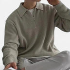 Solenne | Men’s Cotton Half-Zip Knit Sweater