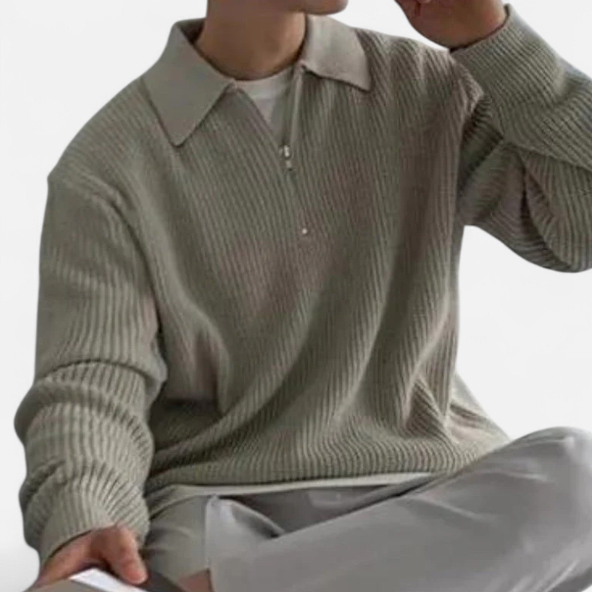 Solenne | Men’s Cotton Half-Zip Knit Sweater