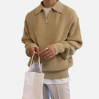 Solenne | Men’s Cotton Half-Zip Knit Sweater
