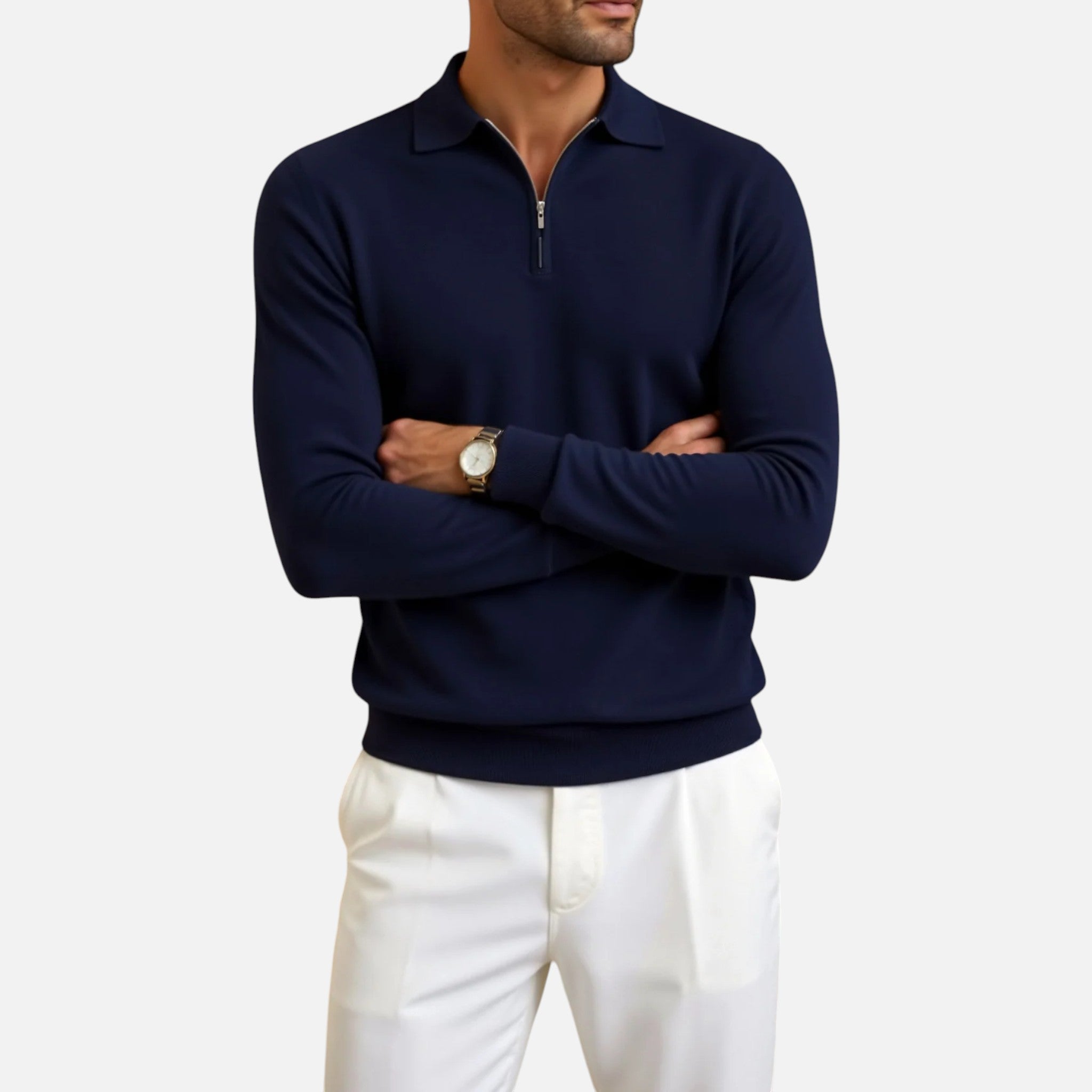 Solenne | Men’s Long-Sleeve Zip-Neck Polo