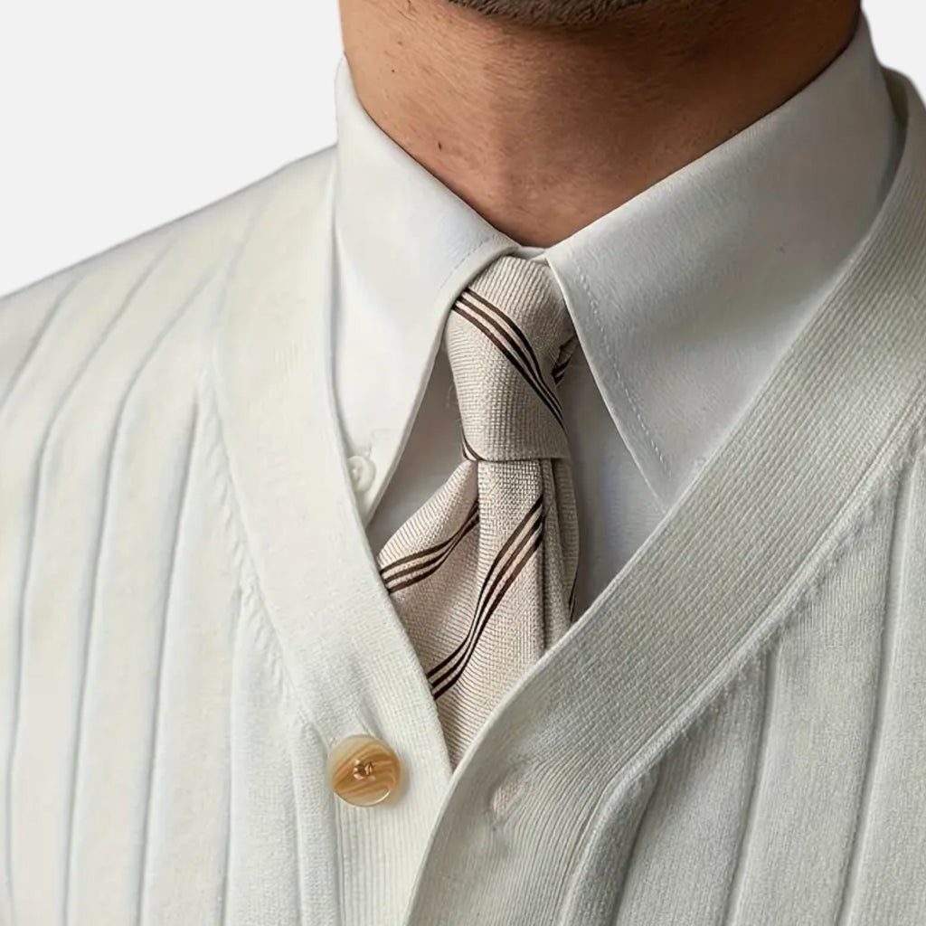 Solenne | Men’s Wool V-Neck Button-Front Cardigan