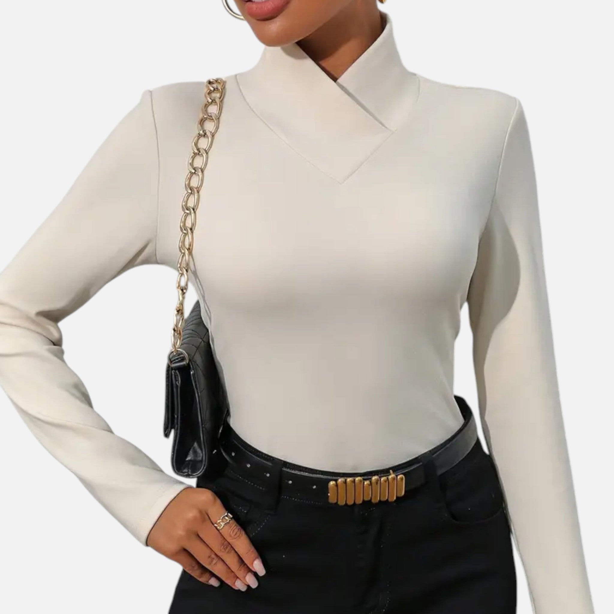 Solenne | Women’s Warm High-Neck Knit Shirt