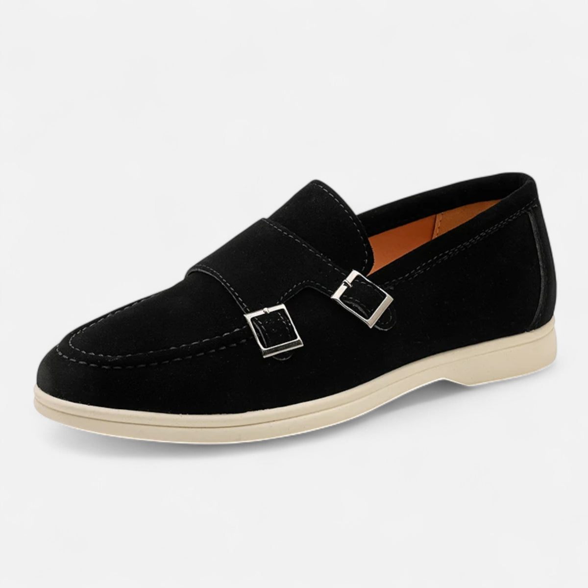 Solenne | Men’s Handmade Suede Double-Buckle Loafers